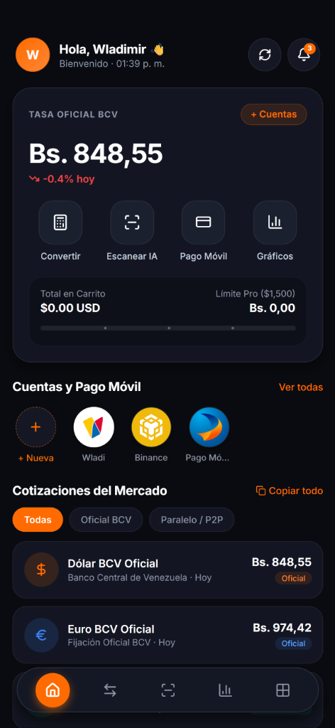 Pantalla principal de la app KlippVE